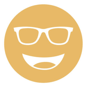Orange circular icon with a smiling face wearing glasses, representing the 511 lens tint.