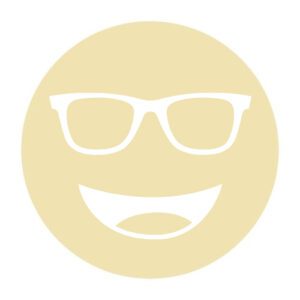 Circular icon with a smiling face wearing glasses in pale yellow, representing the Cocoon Purify lens tint.