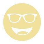 Circular icon with a smiling face wearing glasses in light yellow, representing the CPF-450X lens tint.