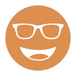 Circular icon with a smiling face wearing glasses, representing the 511x lens tint.