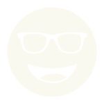 Circular icon with a smiling face wearing glasses in very pale green, representing the Noir #10 lens tint.