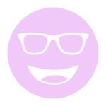 Circular icon with a smiling face wearing glasses in pale yellow-green, representing the Noir #72 lens tint.